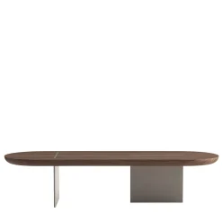 Tavolino basso Baguette arrotondato in noce canaletto