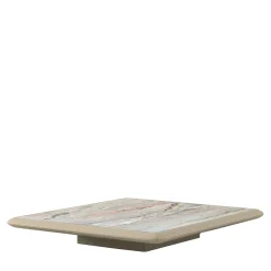 Tavolino basso Dolcevita in pelle e ceramica beige