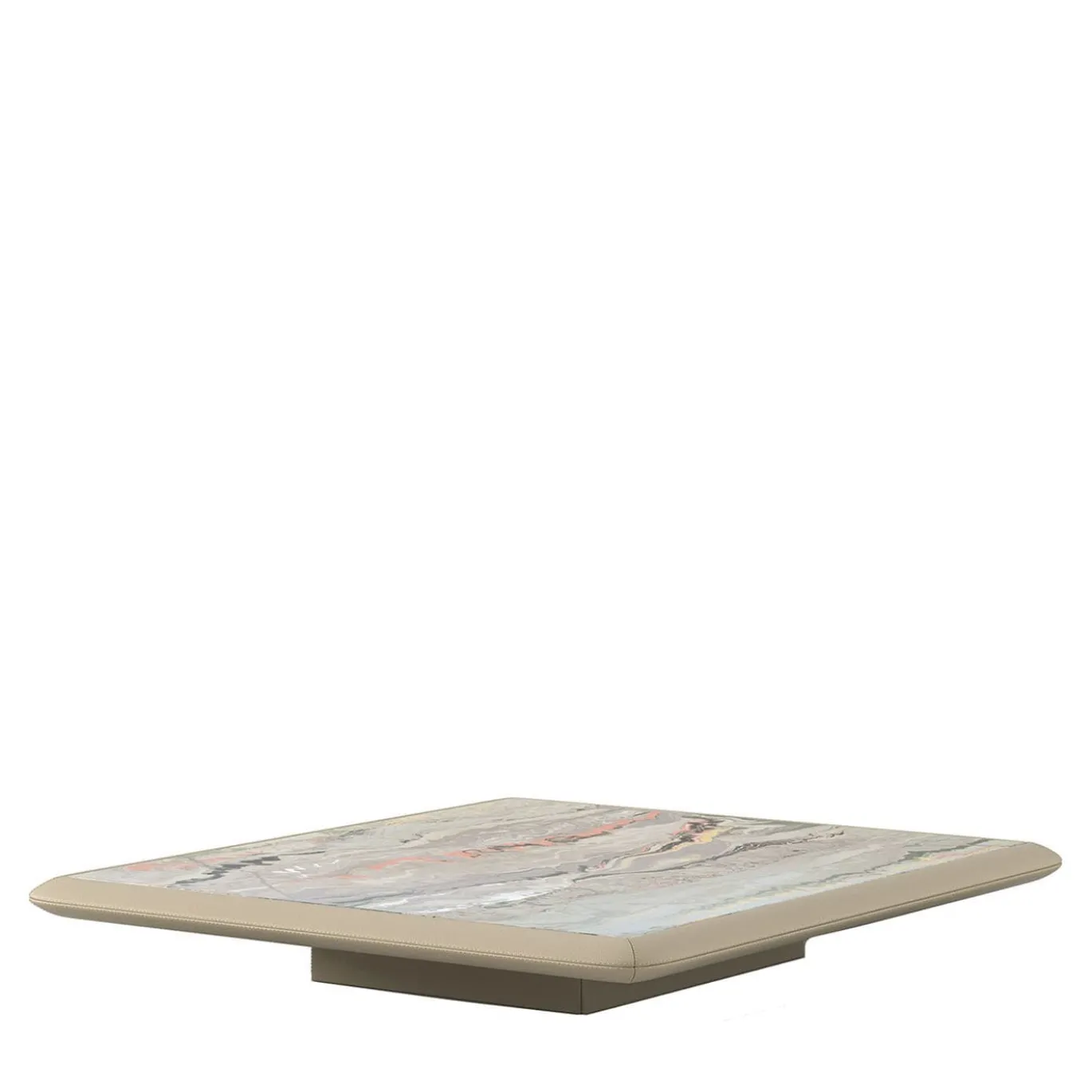 Tavolino basso Dolcevita in pelle e ceramica beige