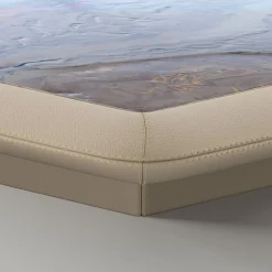 Tavolino basso Dolcevita in pelle e ceramica beige