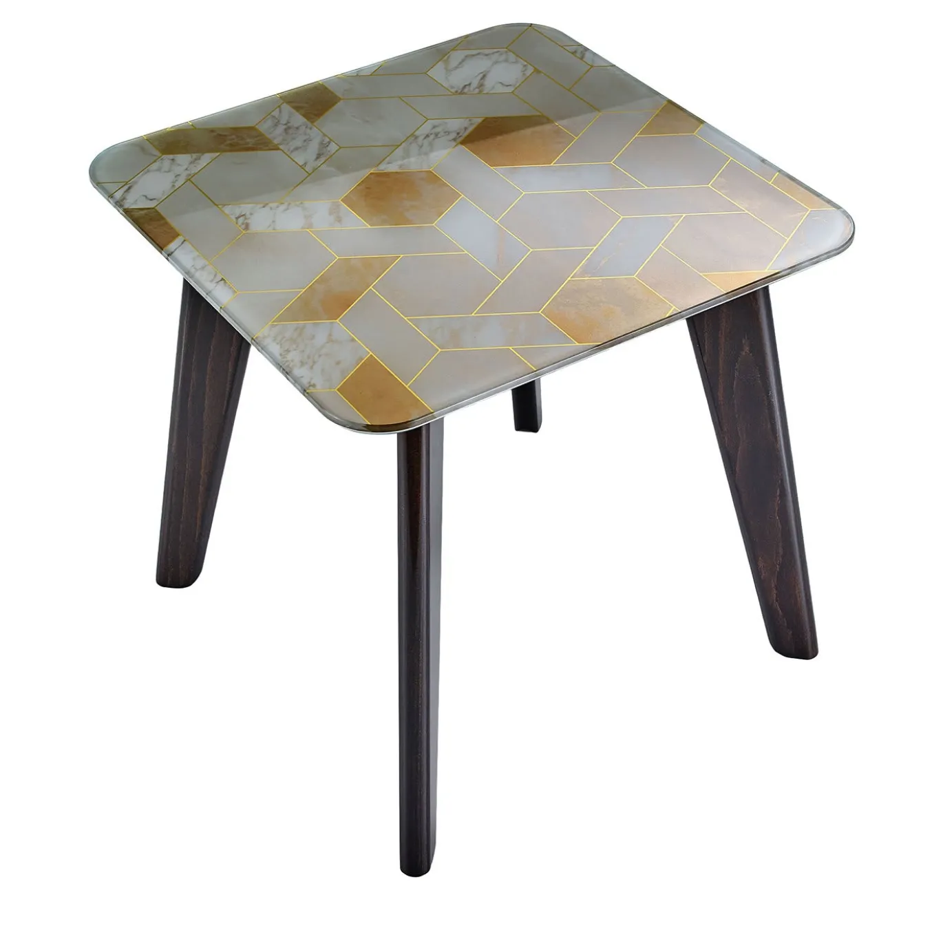 Tavolino basso quadrato Owen con top arancione