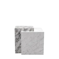 Tavolino Bloc in marmo Bianco di Carrara e Arabescato by Martage Collection