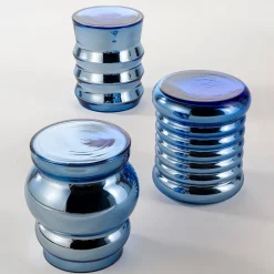 Tavolino Bouchon modello A in vetro blu di Dan Yeffet