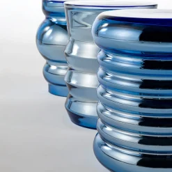 Tavolino Bouchon modello C in vetro blu di Dan Yeffet