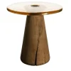 Tavolino Brezze con piano in vetro ambra e legno