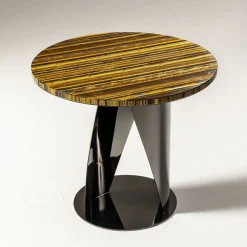 Tavolino Buonanotte Round Tiger-eye & Gun-Metal Gray