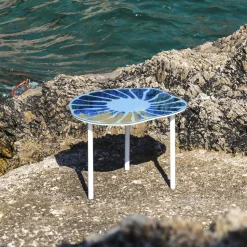 Tavolino Cesareo in vetro blu