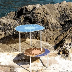 Tavolino Cesareo in vetro blu