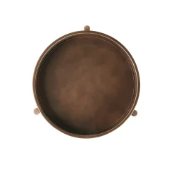 Tavolino Chambers in Pelle Marrone e Noce Canaletto