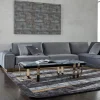 Tavolino Charisma con piano in Bubinga nero e Alpi grigio
