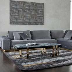 Tavolino Charisma con piano in Bubinga nero e Alpi grigio