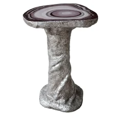 Tavolino Charles Small con piano in scagliola viola e base in legno argentato