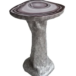 Tavolino Charles Small con piano in scagliola viola e base in legno argentato