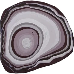 Tavolino Charles Small con piano in scagliola viola e base in legno argentato