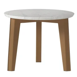 Tavolino Costa Round in pelle e marmo di Carrara