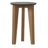 Tavolino Costa Round in pelle e marmo Sahara Noir