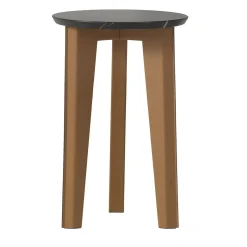 Tavolino Costa Round in pelle e marmo Sahara Noir