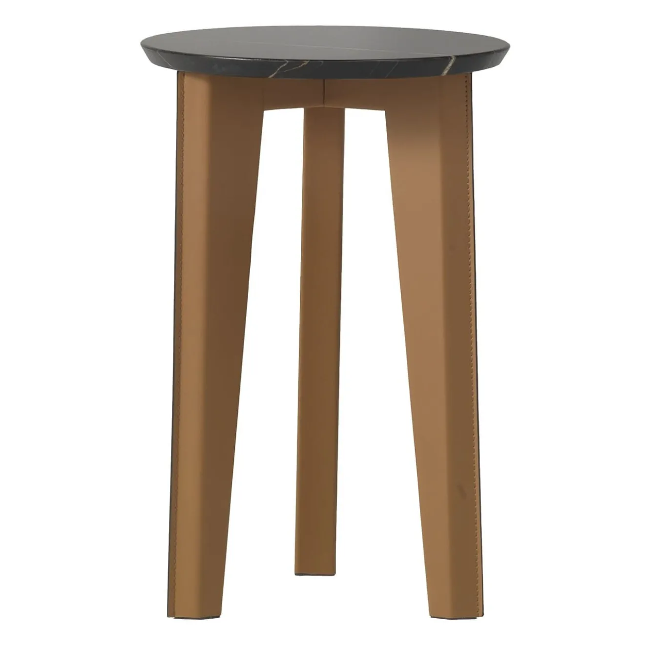 Tavolino Costa Round in pelle e marmo Sahara Noir
