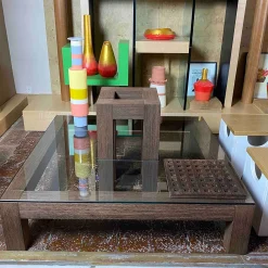 Tavolino da caffè Brunelleschi in rovere wengè e vetro