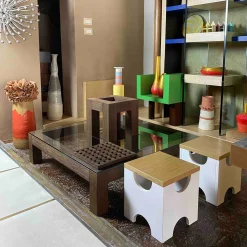 Tavolino da caffè Brunelleschi in rovere wengè e vetro