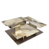 Tavolino da caffè Building con 5 pannelli in marmo a vene tagliate