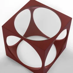 Tavolino da caffè Cubo in legno laccato rosso