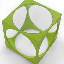 Tavolino da caffè Cubo in legno laccato verde