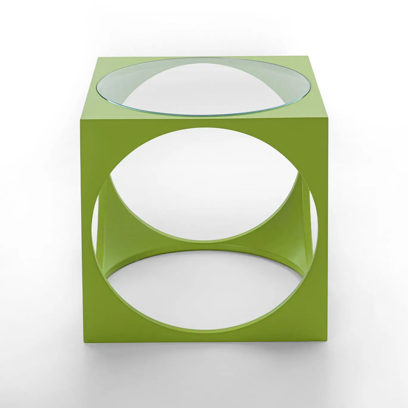 Tavolino da caffè Cubo in legno laccato verde