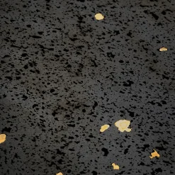 Tavolino da caffè Dalmata in pietra lavica nera a fori aperti e bronzo fuso