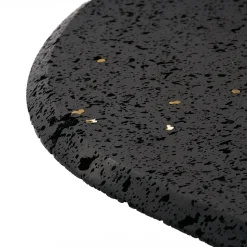 Tavolino da caffè Dalmata in pietra lavica nera a fori aperti e bronzo fuso