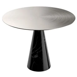 Tavolino da caffè Ed072 in marmo nero e metallo silver