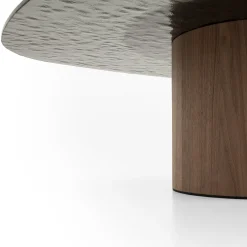 Tavolino da caffè Egg Basso ovale marrone con top in vetro