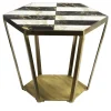 Tavolino da caffè in ottone Ray con piano in marmo Calacatta oro e Saint Laurent nero