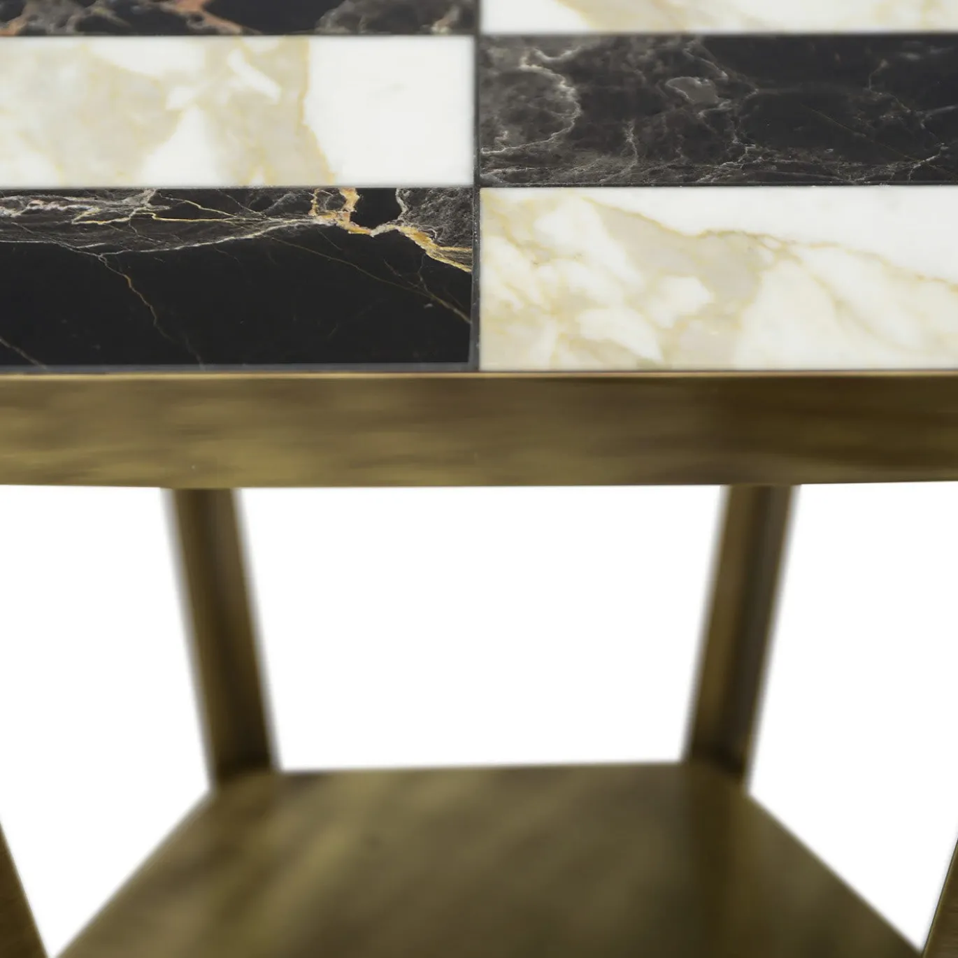 Tavolino da caffè in ottone Ray con piano in marmo Calacatta oro e Saint Laurent nero
