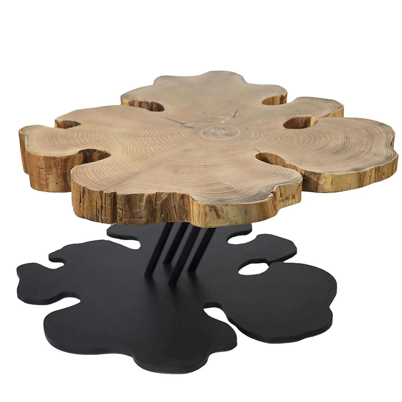 Tavolino da caffè Ombra in legno con base in acciaio tubolare