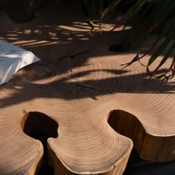 Tavolino da caffè Ombra in legno con base in acciaio tubolare