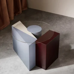 Tavolino da caffè Open Eye beige e borgogna opaco