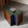 Tavolino da caffè Open Eye in arancione ruggine e verde opaco