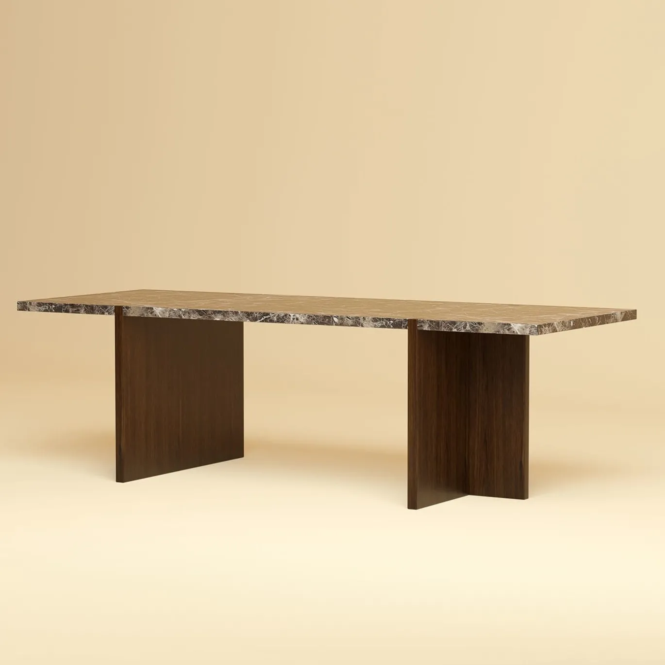 Tavolino da Caffè Palm in Marmo Emperador e Rovere