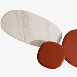 Tavolino da Caffè Pebble L in Legno Laccato e Marmo