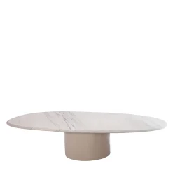 Tavolino da Caffè Pebble L in Legno Laccato e Marmo