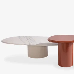 Tavolino da Caffè Pebble L in Legno Laccato e Marmo