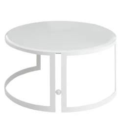 Tavolino da Caffè per Esterni Iconic Rotondo in Vetro Arctic White