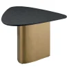 Tavolino da Caffè Piccolo con Piano in Legno e Base in Bronzo Brunito