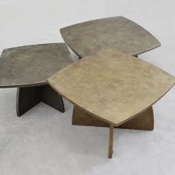 Tavolino da caffè quadrato Arkos in legno bronzato dorato