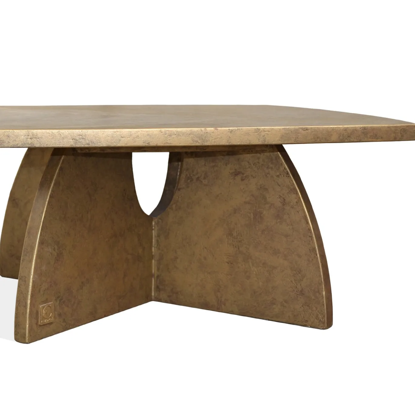 Tavolino da caffè quadrato Arkos in legno bronzato dorato