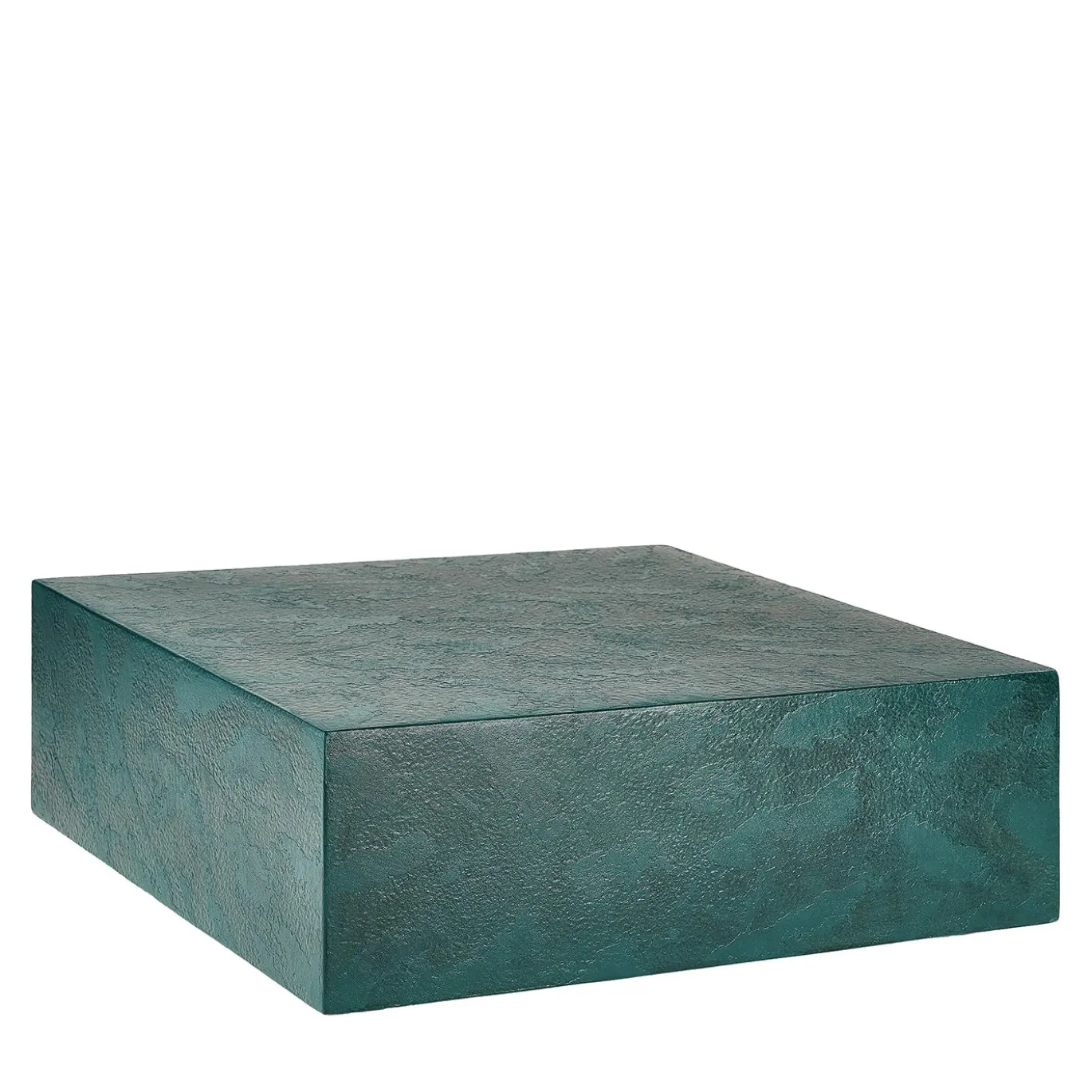 Tavolino da caffè quadrato grande Monolite Stone in resina blu-verde