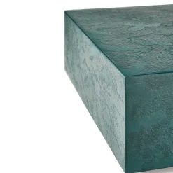 Tavolino da caffè quadrato grande Monolite Stone in resina blu-verde
