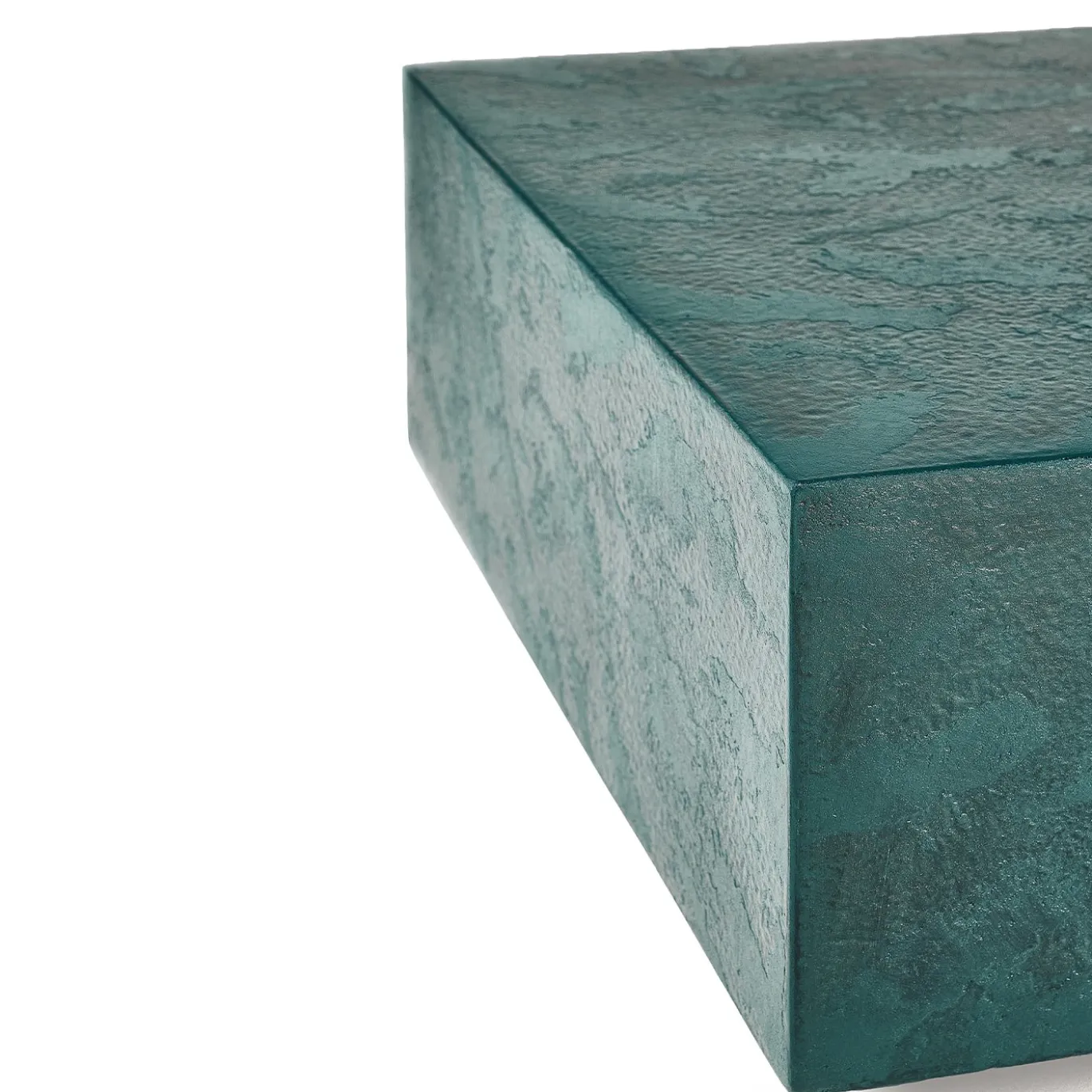 Tavolino da caffè quadrato grande Monolite Stone in resina blu-verde