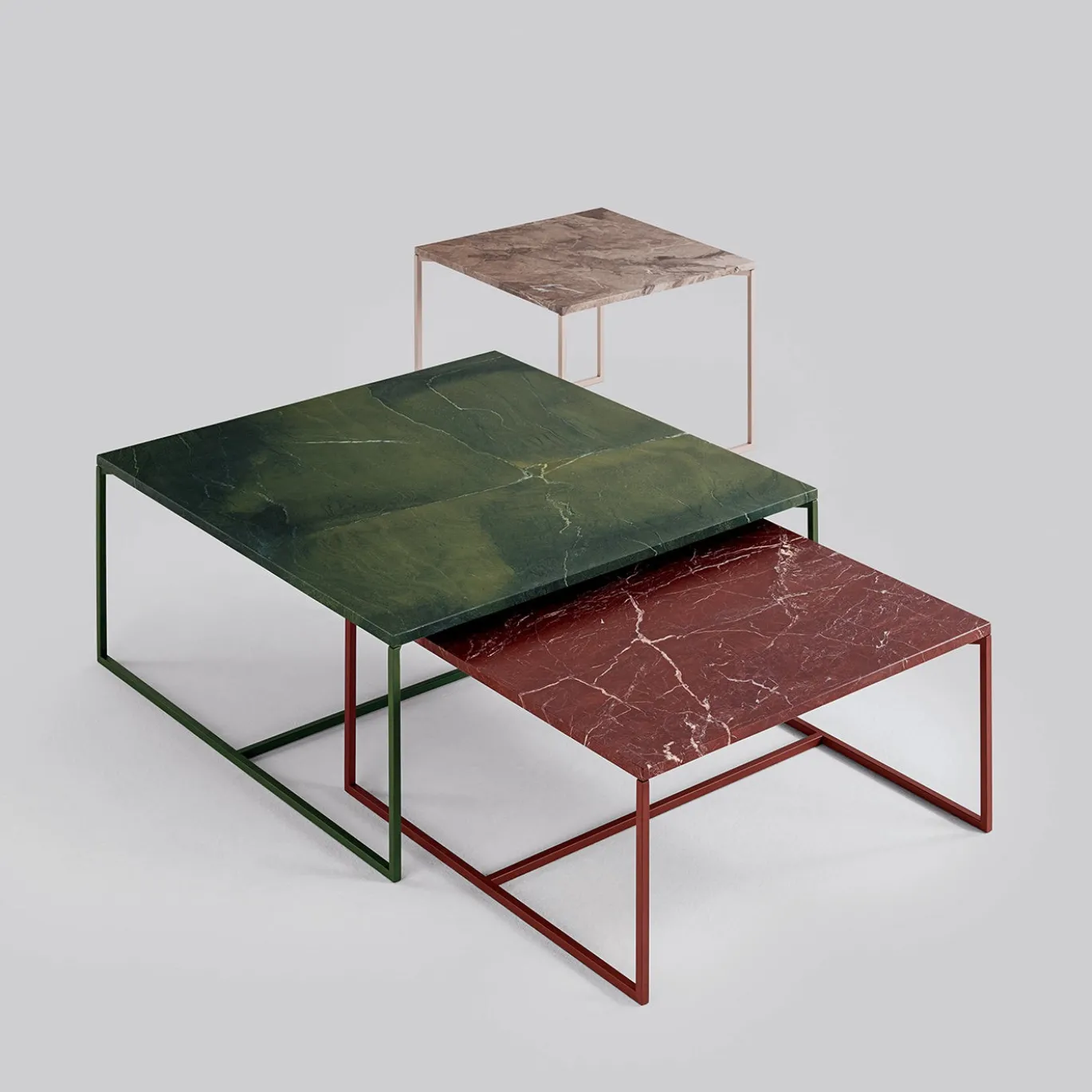 Tavolino da caffè quadrato Origo in marmo Avocatus verde